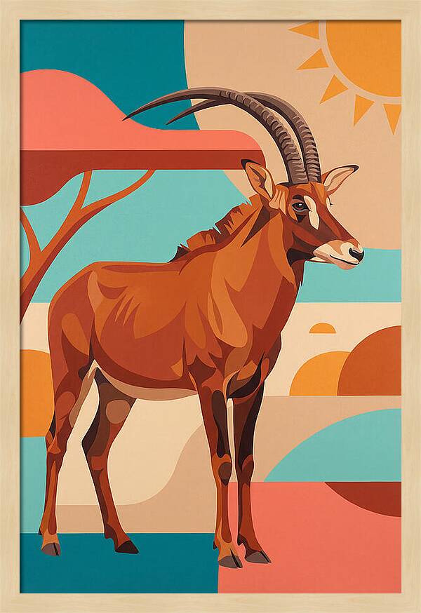 Roan Antelope In Vibrant Landscape