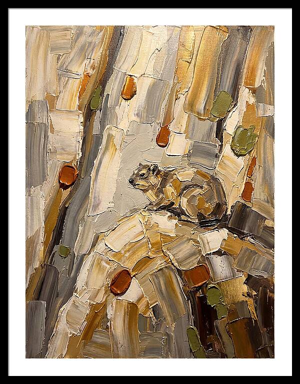 Rock Hyrax Among Textured Bark