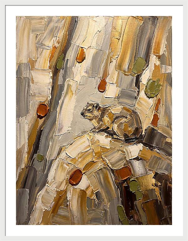 Rock Hyrax Among Textured Bark