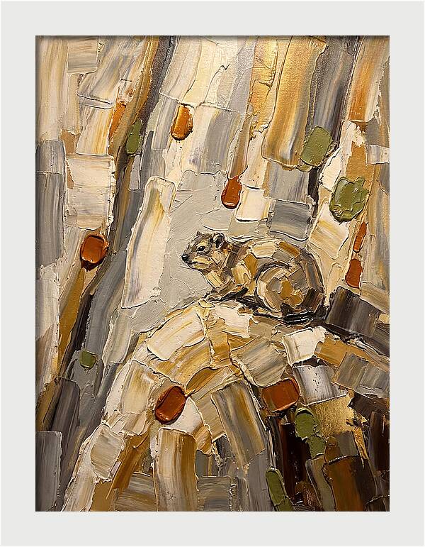 Rock Hyrax Among Textured Bark