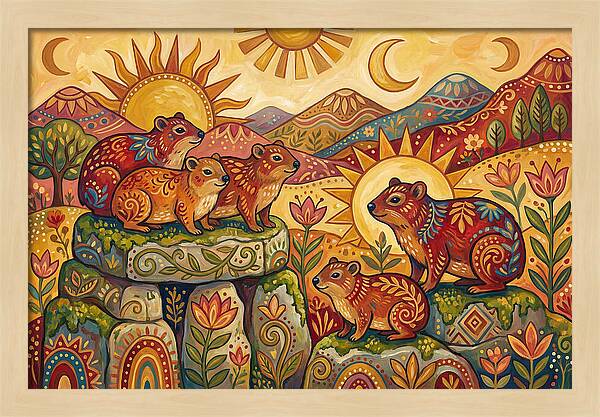 Rock Hyrax Family In Nature