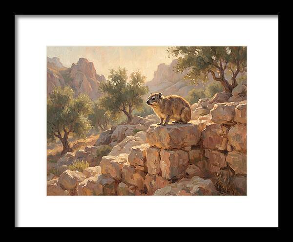 Rock Hyrax In Mediterranean Landscape
