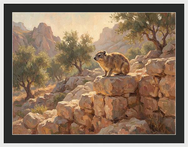 Rock Hyrax In Mediterranean Landscape