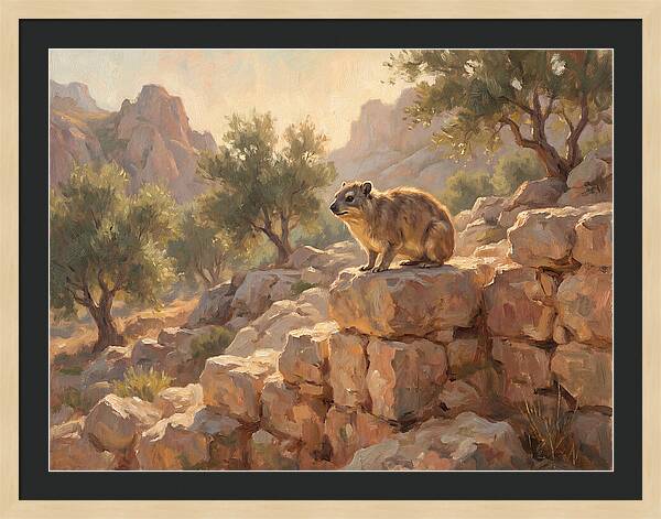 Rock Hyrax In Mediterranean Landscape