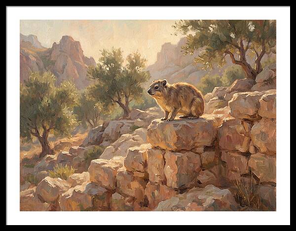 Rock Hyrax In Mediterranean Landscape