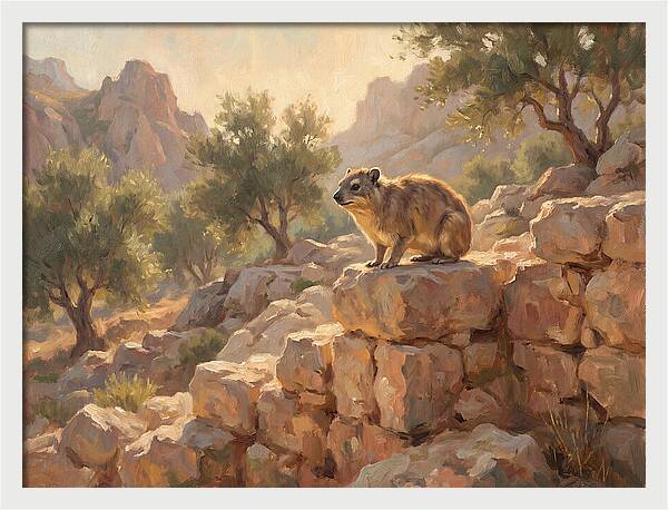 Rock Hyrax In Mediterranean Landscape