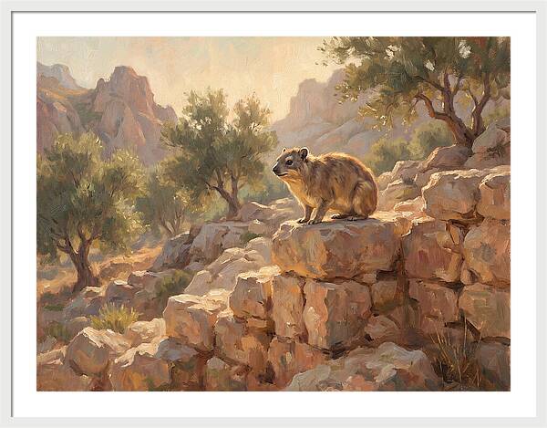 Rock Hyrax In Mediterranean Landscape
