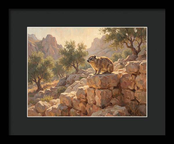 Rock Hyrax In Mediterranean Landscape