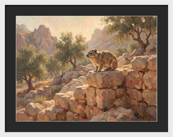 Rock Hyrax In Mediterranean Landscape