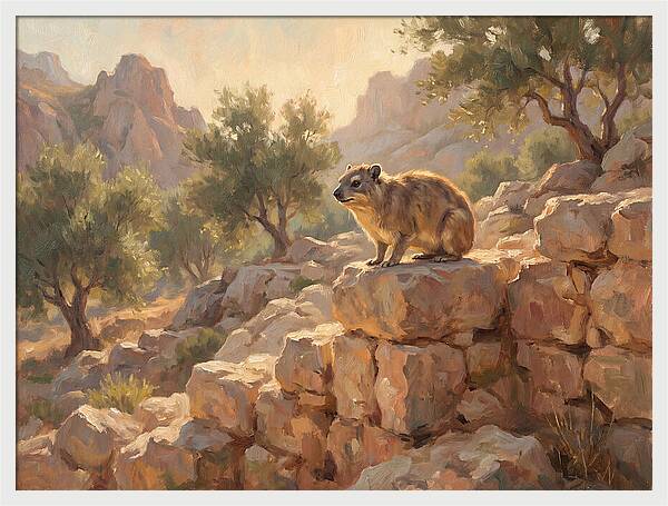 Rock Hyrax In Mediterranean Landscape