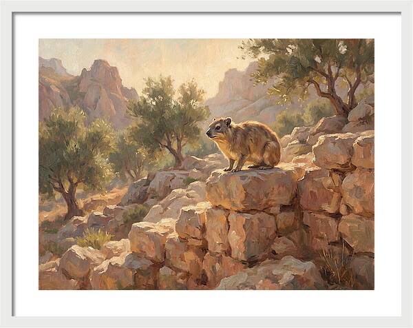 Rock Hyrax In Mediterranean Landscape