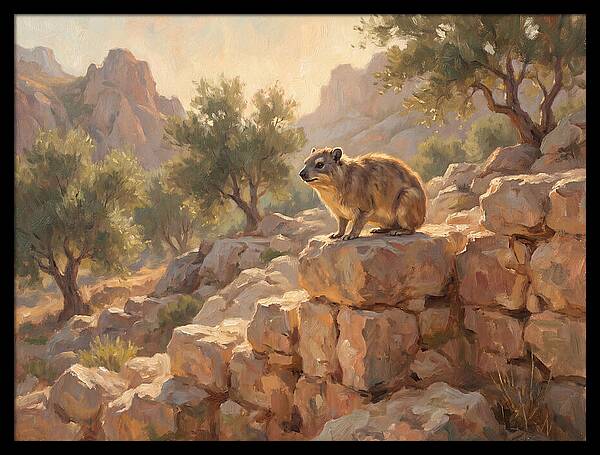Rock Hyrax In Mediterranean Landscape