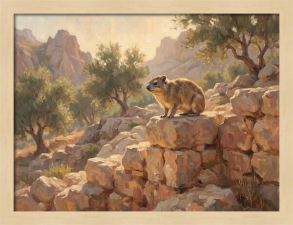 Rock Hyrax In Mediterranean Landscape