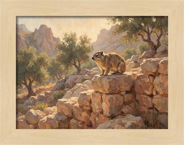 Rock Hyrax In Mediterranean Landscape