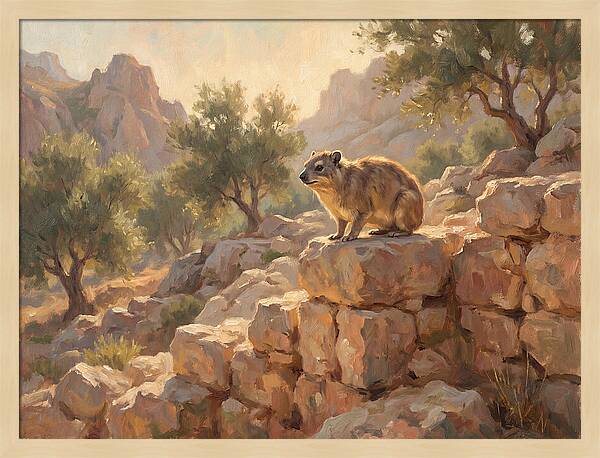 Rock Hyrax In Mediterranean Landscape