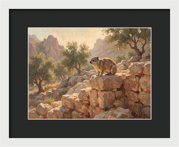 Rock Hyrax In Mediterranean Landscape