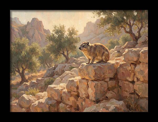 Rock Hyrax In Mediterranean Landscape