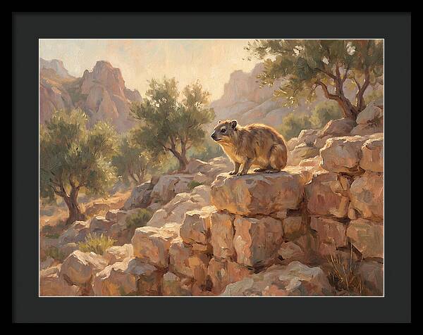 Rock Hyrax In Mediterranean Landscape