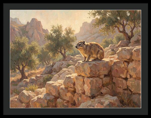 Rock Hyrax In Mediterranean Landscape