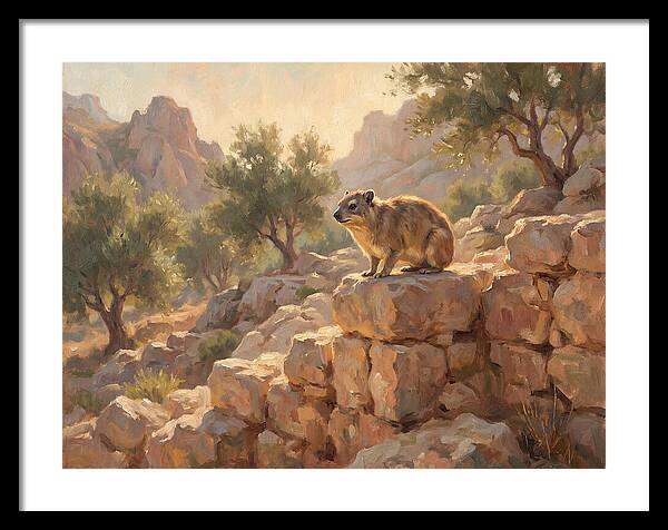 Rock Hyrax In Mediterranean Landscape