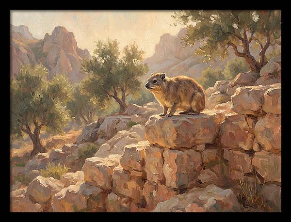 Rock Hyrax In Mediterranean Landscape