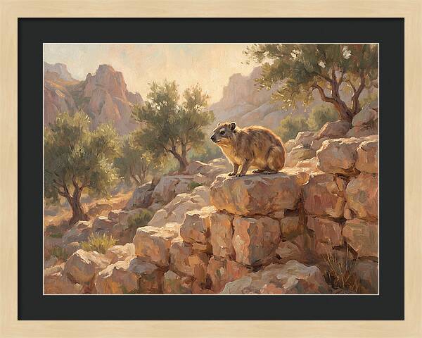 Rock Hyrax In Mediterranean Landscape