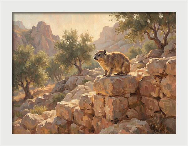 Rock Hyrax In Mediterranean Landscape