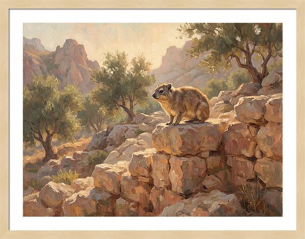 Rock Hyrax In Mediterranean Landscape