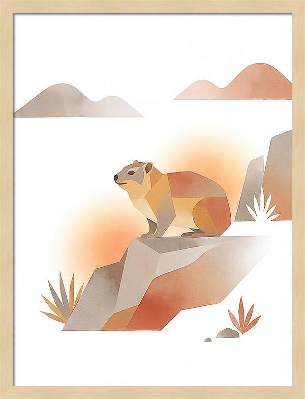 Rock Hyrax In Minimalist Style
