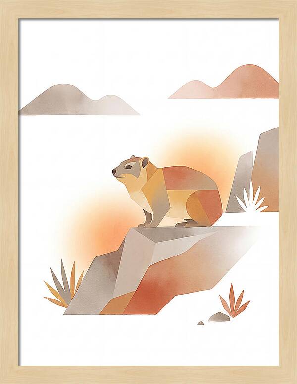 Rock Hyrax In Minimalist Style