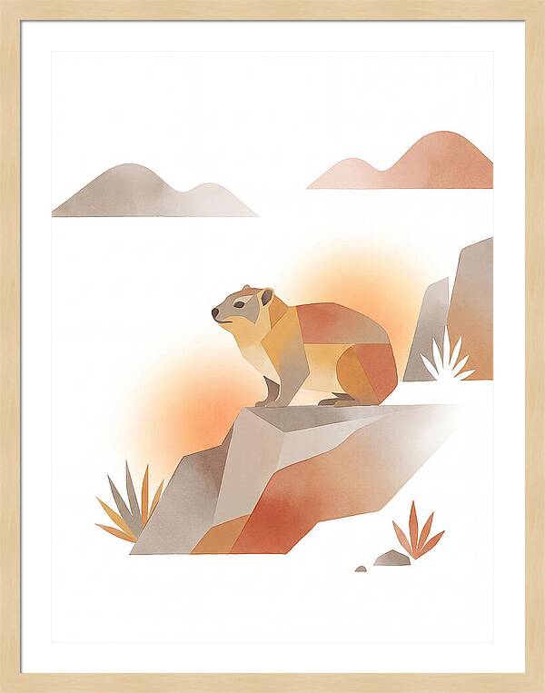Rock Hyrax In Minimalist Style