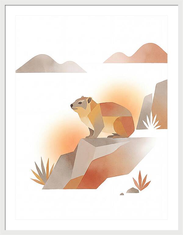 Rock Hyrax In Minimalist Style
