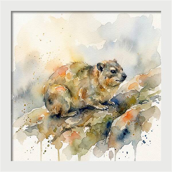 Rock Hyrax In Watercolor