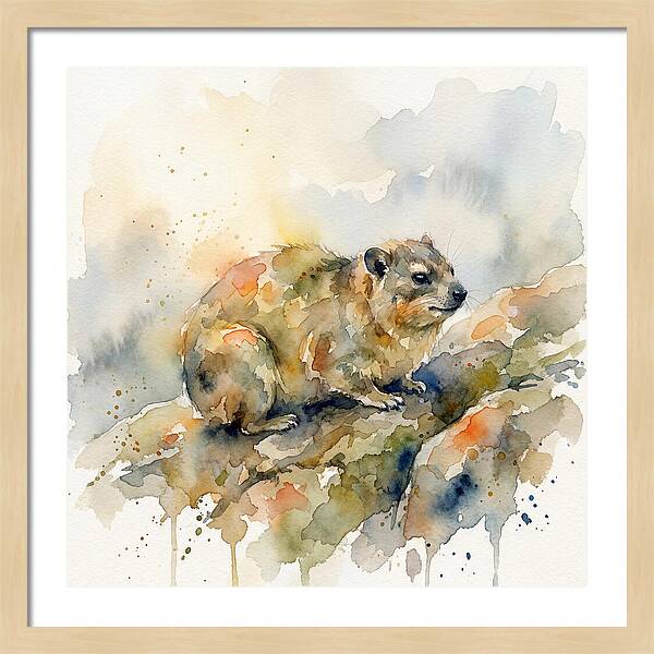 Rock Hyrax In Watercolor