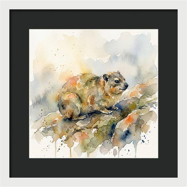 Rock Hyrax In Watercolor