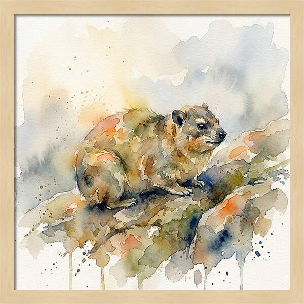 Rock Hyrax In Watercolor
