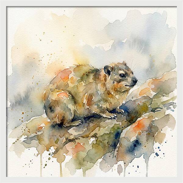 Rock Hyrax In Watercolor