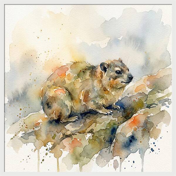 Rock Hyrax In Watercolor