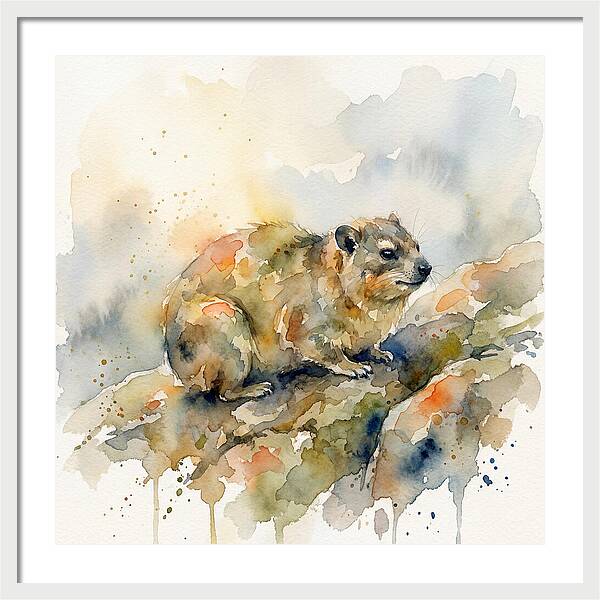 Rock Hyrax In Watercolor