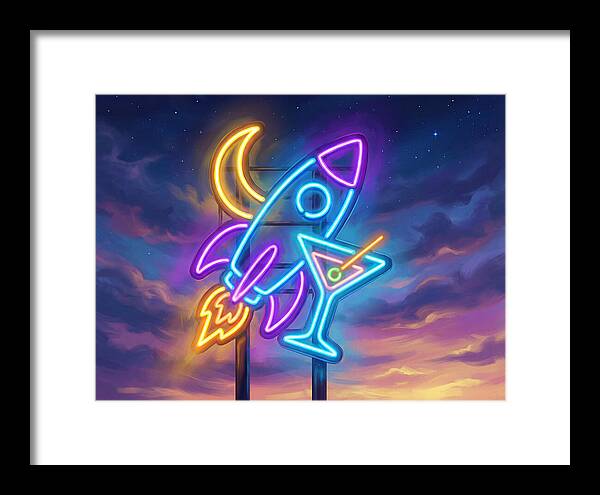 Rocket And Cocktail Sign
