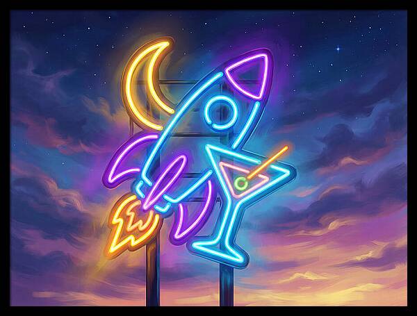 Rocket And Cocktail Sign