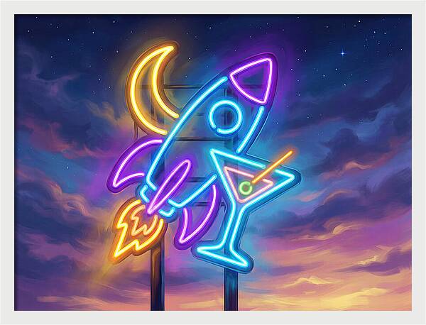 Rocket And Cocktail Sign