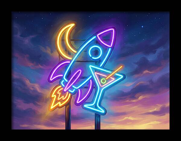Rocket And Cocktail Sign