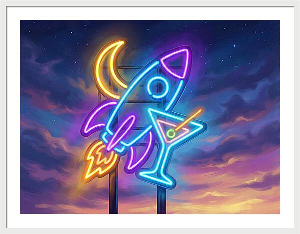 Rocket And Cocktail Sign
