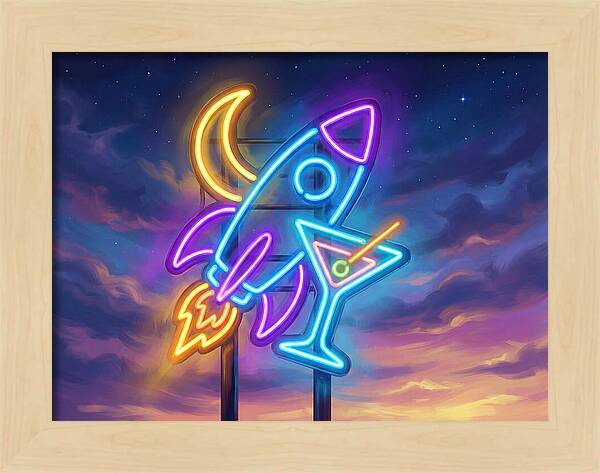 Rocket And Cocktail Sign
