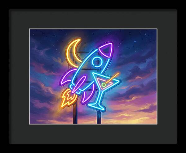 Rocket And Cocktail Sign