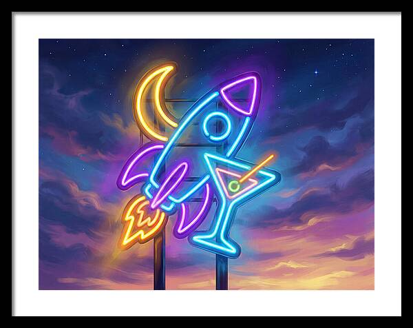 Rocket And Cocktail Sign
