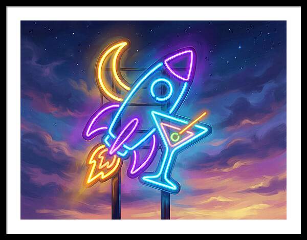 Rocket And Cocktail Sign