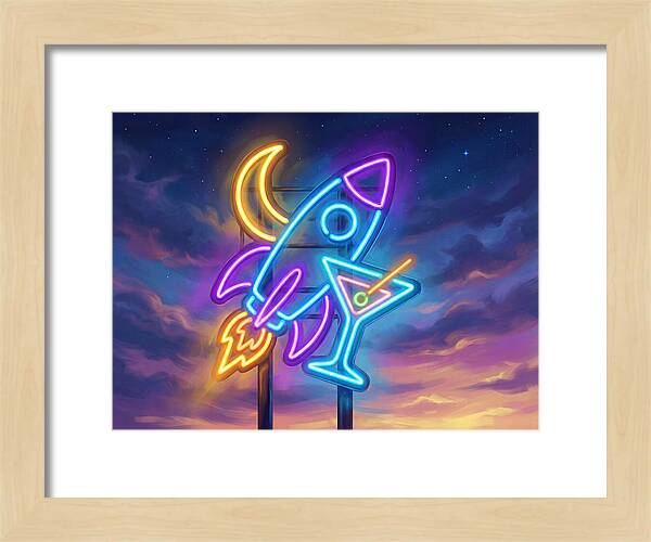 Rocket And Cocktail Sign