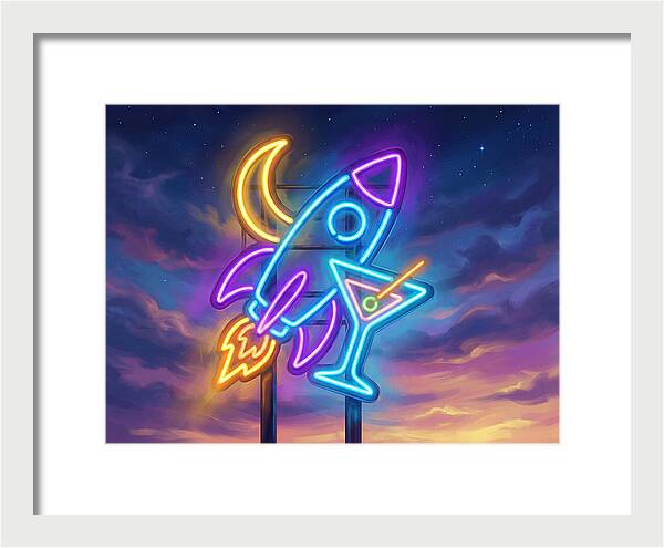 Rocket And Cocktail Sign